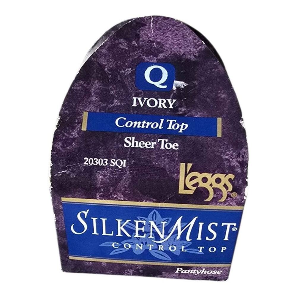 L'eggs SilkenMist Control Top Sheer Toe Pantyhose Size Q Ivory